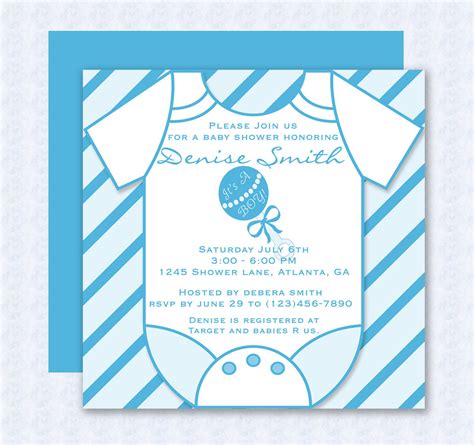 Diy bow tie baby shower invitation. DIY Do-It-Yourself Blue Onesie Baby Shower Invitation