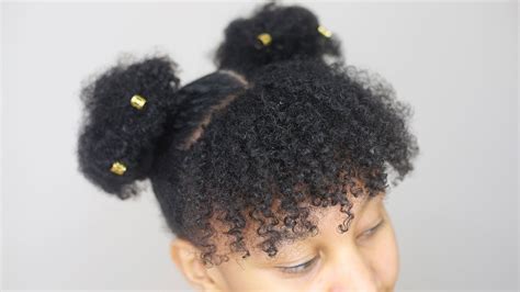 Curly Bangs With Space Buns Quarantine Natural Hairstyles Youtube