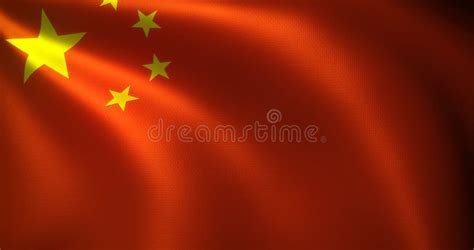 China Flag Chinese Flag With Waving Folds Close Up View 3d Rendering