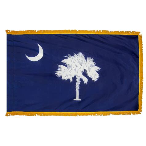 South Carolina Flag 2 X 3 Ft Indoor Display Or Parade Flag Fringed