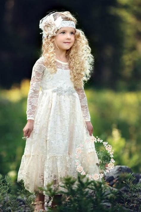 flower girl dress girl lace dress country lace dress ivory lace dress rustic flower girl
