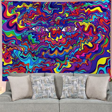 Colorful Psychedelic Art Tapestry Hippie Trippy Wall Hanging Etsy
