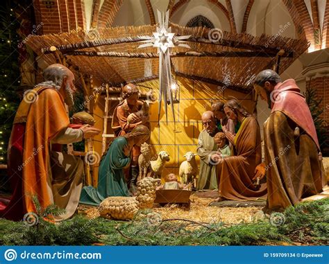 Christmas Nativity Scene In A Church Stock Photo Image Of Catholic