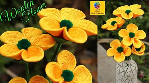 Make beautiful flowers with wool/tutorial/hand craft/simple flower making ideas homemade craft ideas for gifts woolen crafts. How to make Easy Silk Woolen Flowers step by step ...