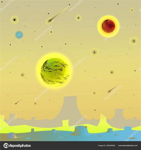 Empty Planet Open Space Distant World Space Vector Illustration Eps