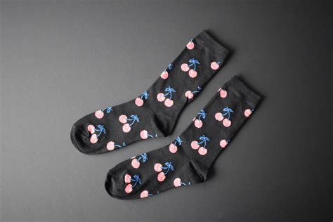 Cherry Socks Fruit Socks Cherries Socks Unisex Pattern Etsy Uk