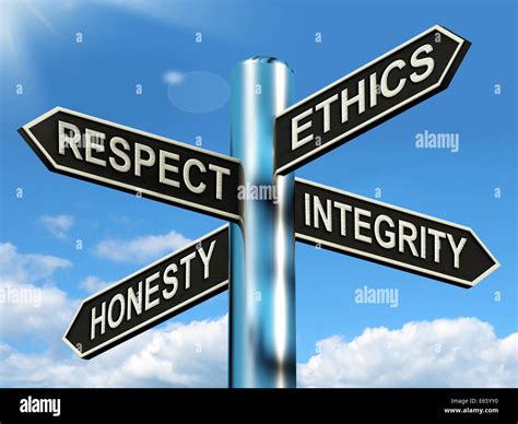Respect Ethics Honest Integrity Signpost Meaning Good Qualities Stock