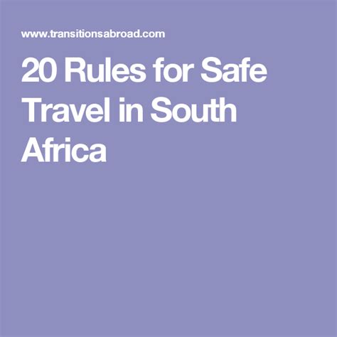 Travel In South Africa Safety Gica