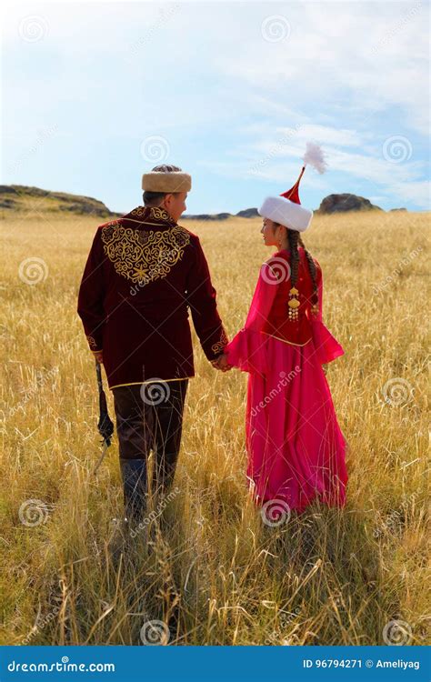 Beautiful Kazakh Woman And Man In National Costume Stock Image Image Of Astana Dress 96794271