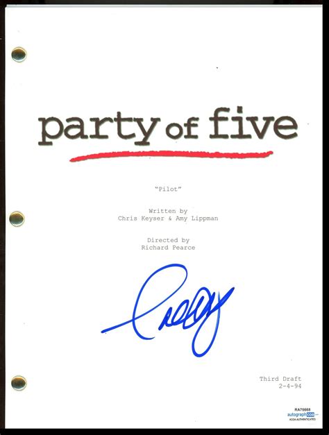 Scott Wolf Party Of Five Autograph Signed Full Complete Pilot Tv
