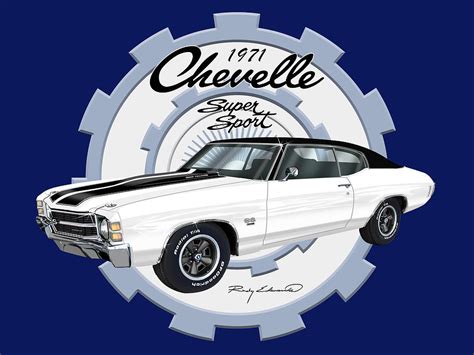1971 Chevelle Ss White Muscle Car Art Drawing By Rudy Edwards Pixels