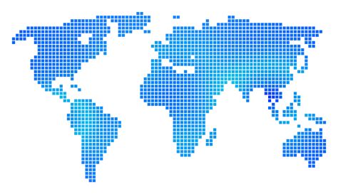 Blue Dot World Map Vector Geographic Map In Cold Blue