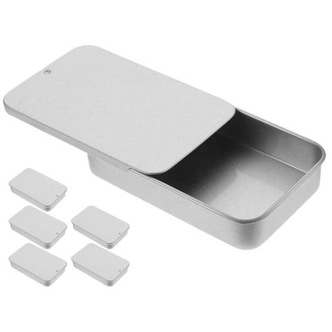 6pcs Metal Tin Box Containers Mini Slide Top Tins Candies Jewelry