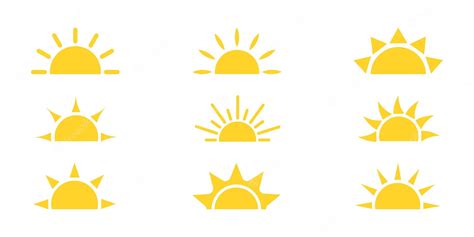 Premium Vector Set Of Half Sun Vector Icons Yellow Sunrise Or Sunset