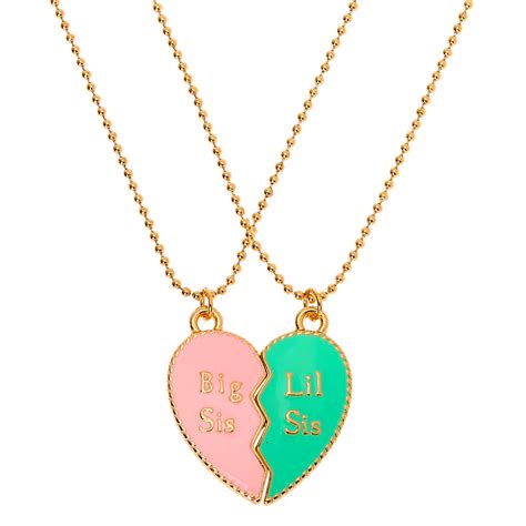 Big And Lil Sis Pastel Heart Pendant Necklaces 2 Pack Claires Us