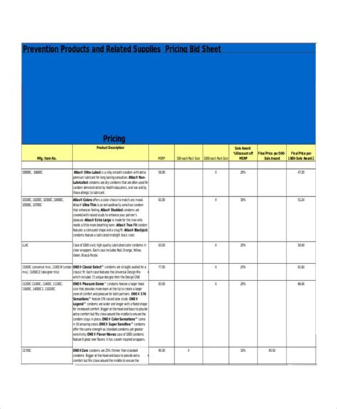 Product List Template 6 Free Word Pdf Document Downloads