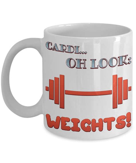 Cardi Oh Look Weights Funny Fitness Workout Wordplay Coffee Mug White Oz Tea Cocoa Cup Gift