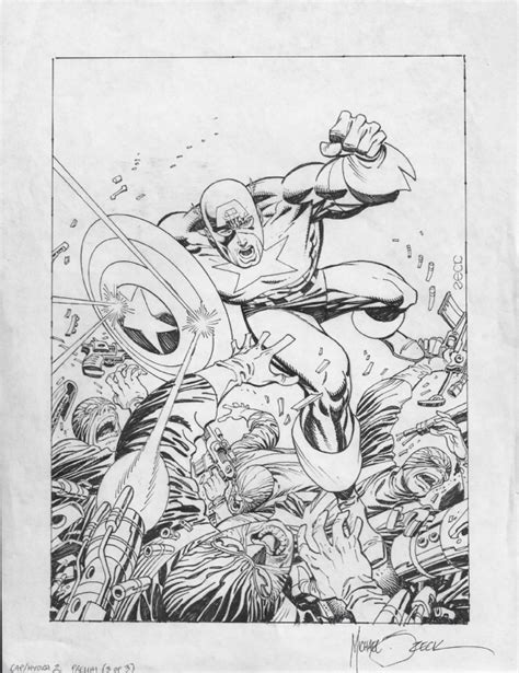 Mike Zeck Captain America Vs Hydra Pencil Preliminary Illustration In