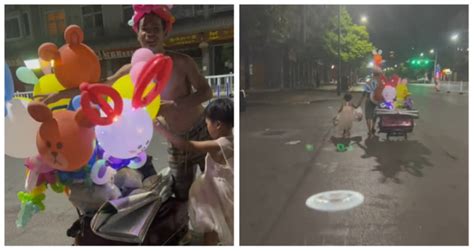 homeless single father in china who sells balloons with his daughter at night goes viral local