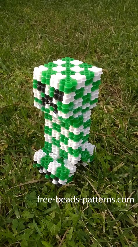 Creeper Minecraft 3d Perler Beads Hama Beads On The Grass 4 Free