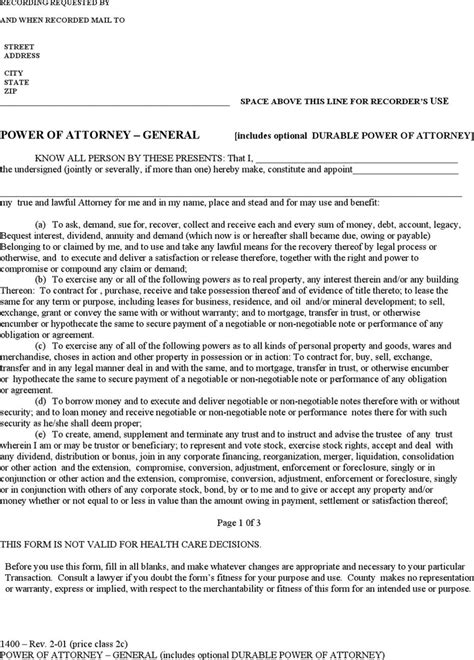 Free General Power Of Attorney Form Pdf 62kb 3 Pages