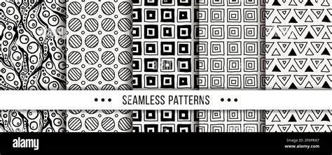 Cute Collection Of Doodle Hipster Seamless Patterns Ornament Set For