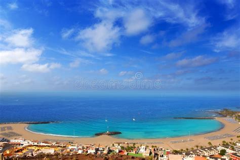 Aerial View Las Vistas Beach In Arona Tenerife Stock Photo Image Of