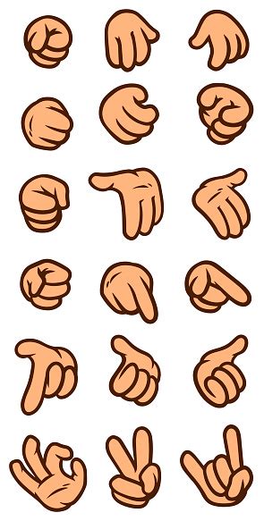 Cartoon White Hand Gesture Vector Icon Set Stock Illustration