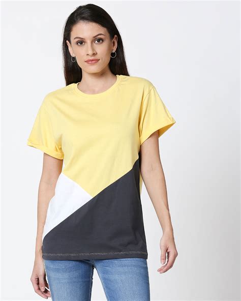 Buy Summer Yellow Plain Women's Half Sleeve Plain T-shirt For Women 