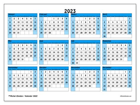 Kalender 2023 Om Af Te Drukken “39zz” Michel Zbinden Nl