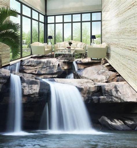 3d Flooring Bathroom Custom 3d Floor Stone Waterfalls Waterproof Self