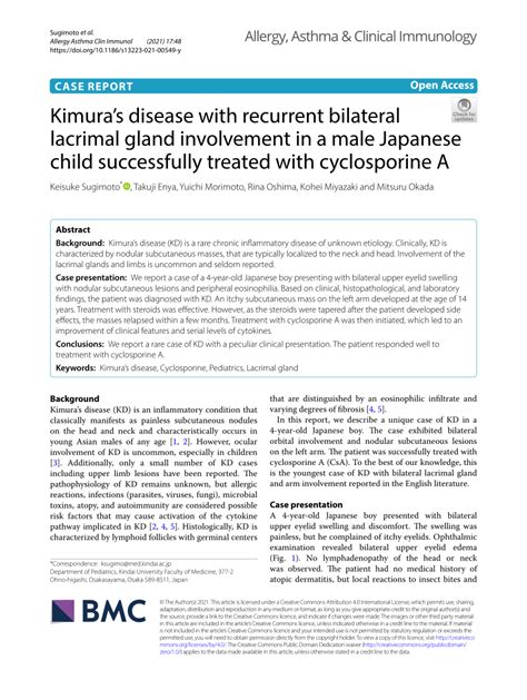Pdf Kimuras Disease With Recurrent Bilateral Lacrimal Gland