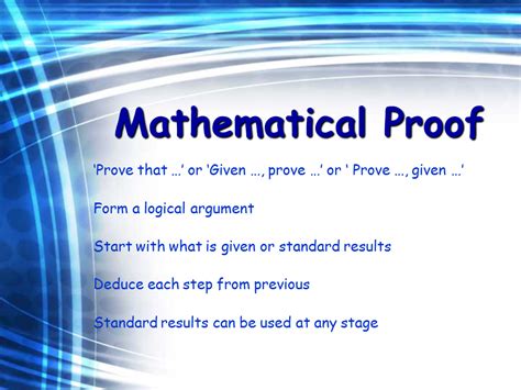 Mathematical Proof Presentation Mathematics
