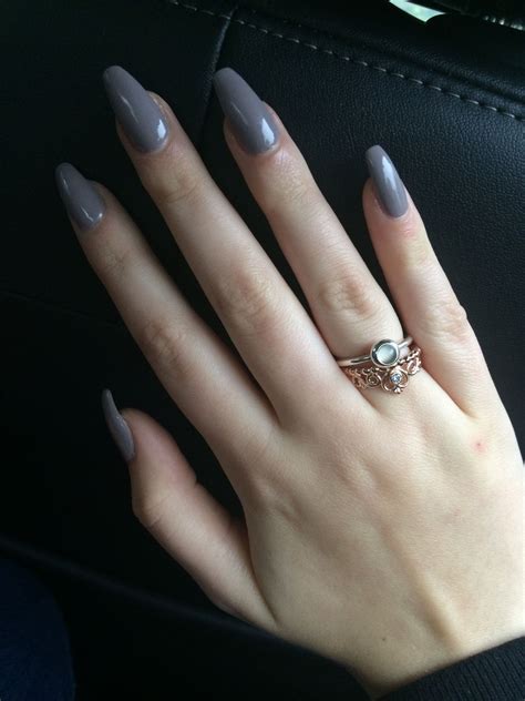 Dark Gray Coffin Acrylic Nails Tips Color Short Acrylic Nails