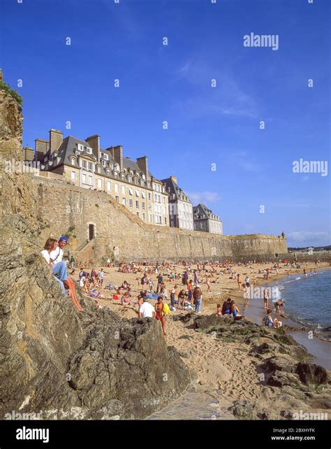 City Walls And Beach Saint Malo Ille Et Vilaine Brittany Walled Hi Res