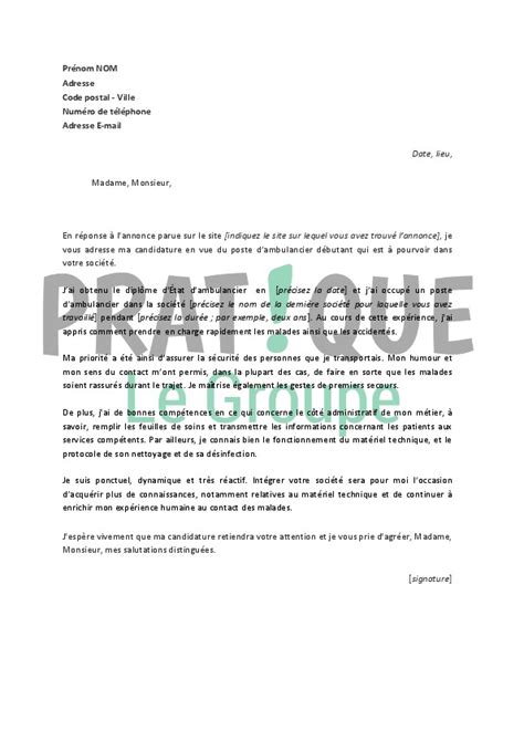 Lettre De Motivation Auxiliaire Ambulancier Sans Diplome Laboite Cv Fr