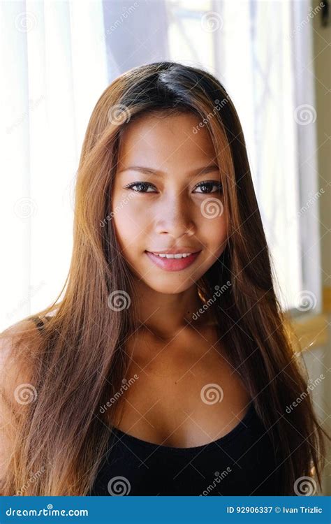 Natural Portrait Beautiful Asian Girl Smiling Native Asian Beauty Stock Image Image Of