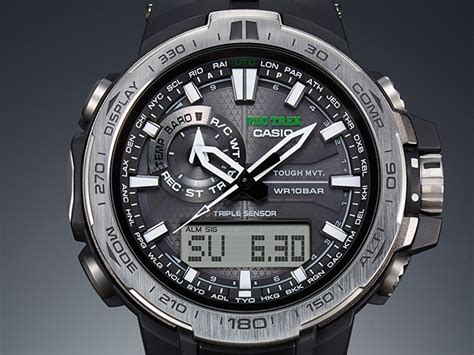 In addition to its fast & precise sensors for taking bearing, altitude, and barometric pressure readings, its also capable of alerting the wearer to significant changes in barometric pressure by an alarm and a unique indicator on the digital display. PRW-6000-1 | CASIO WATCHES THAILAND