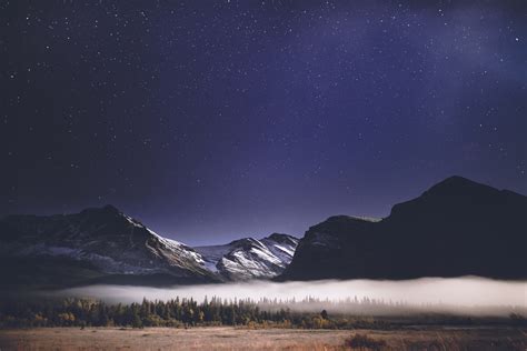 Wallpaper Landscape Forest Mountains Night Nature