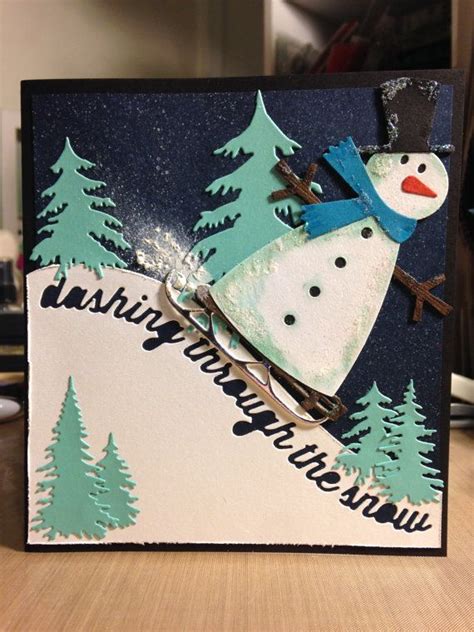 Handmade Christmas Card Sledding Snowman Christmas Cards Handmade
