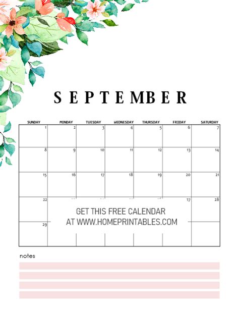 Free Printable September 2019 Calendars Home Printables