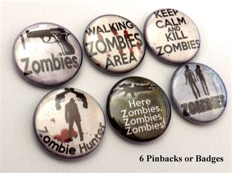 Zombie Hunter Pinback Buttons Pins Badges Keep Calm Kill Halloween