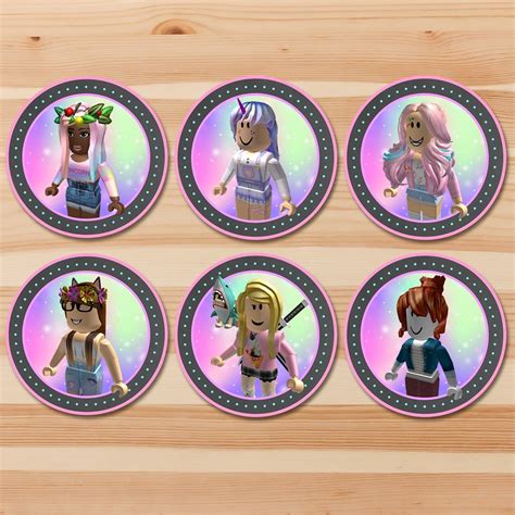 Girl Roblox Cupcake Toppers - Pink Roblox Stickers - Roblox Birthday Party - Roblox Party 