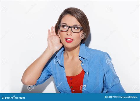 Woman Eavesdropping Stock Photo Image Of Adult Happiness 33107792