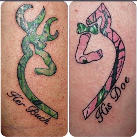 Matching Browning Buck And Doe Tattoo By Joshua Doyon Ig Inkedupging Sexiesttattoos Cute