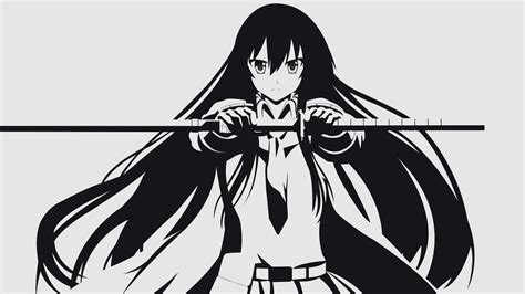 Wallpaper Akame Ga Kill Manga Black And White Sword Akame