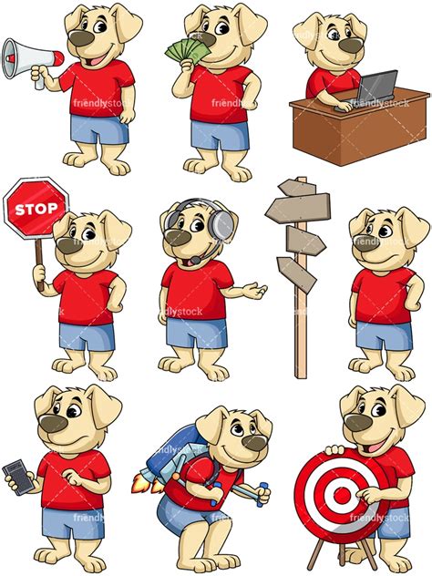 Dog Mascot Character Pointing Vector Cartoon Clipart Friendlystock