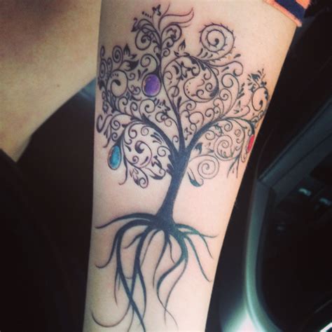 Tree Of Life Tattoo With Childrens Birthstone Colors