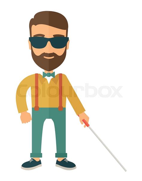 Blind Man With Walking Stick Stock Vector Colourbox