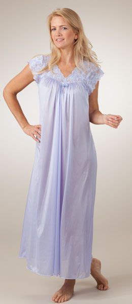 Shadowline Silhouette Flutter Sleeves Long Nightgown Peri Frost Hot Sex Picture